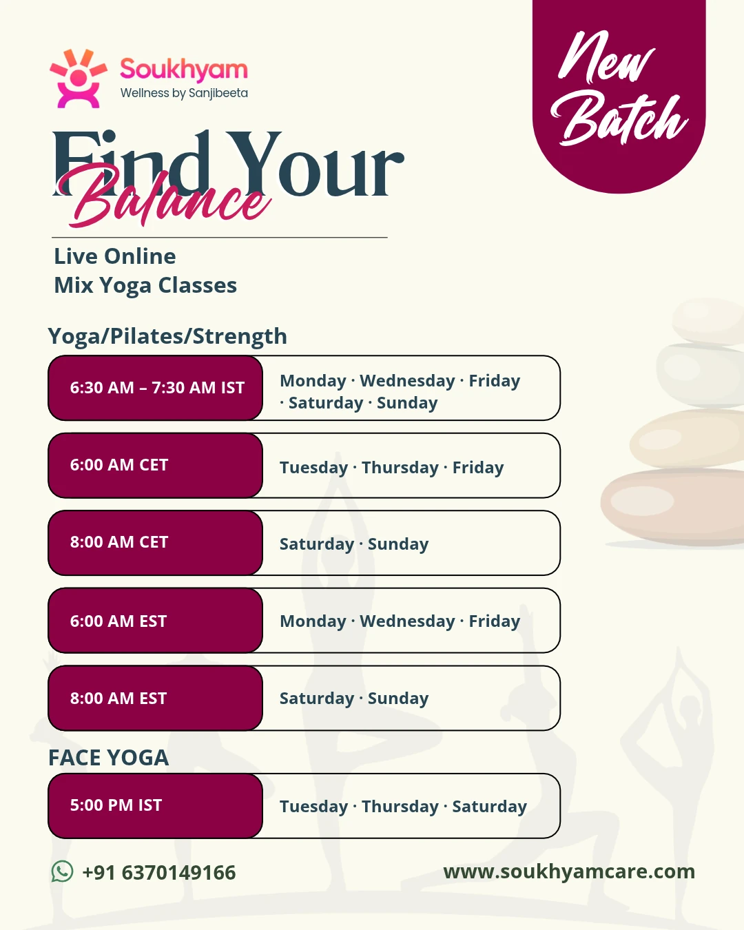 Soukhyam Live Online Mix Yoga Classes Schedule